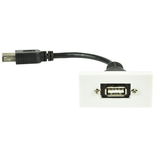 Wall Plate Module - USB2.0 Type-A Socket to Female Tail