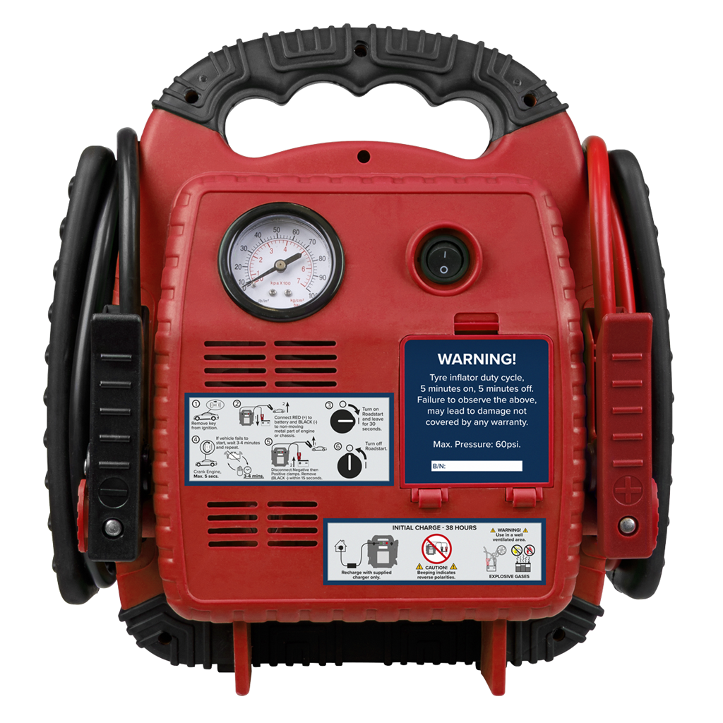 RoadStart&#174; Emergency Jump Starter with Air Compressor 12V 900 Peak Amps