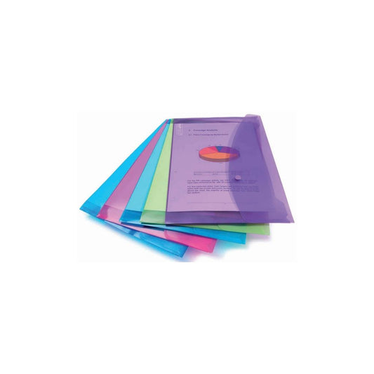 Assorted Foolscap Polypropylene Popper Wallets - Pack of 5