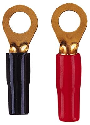 Red/Black Gold Plated Crimp Type Ring Terminal 8.5 mm Ring for 3.5 mm Cable