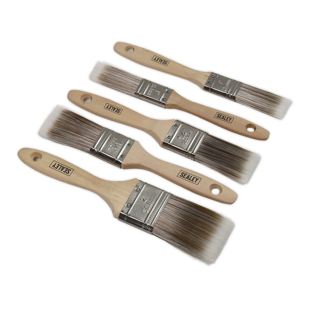 Wooden Handle Paint Brush Set 5pc