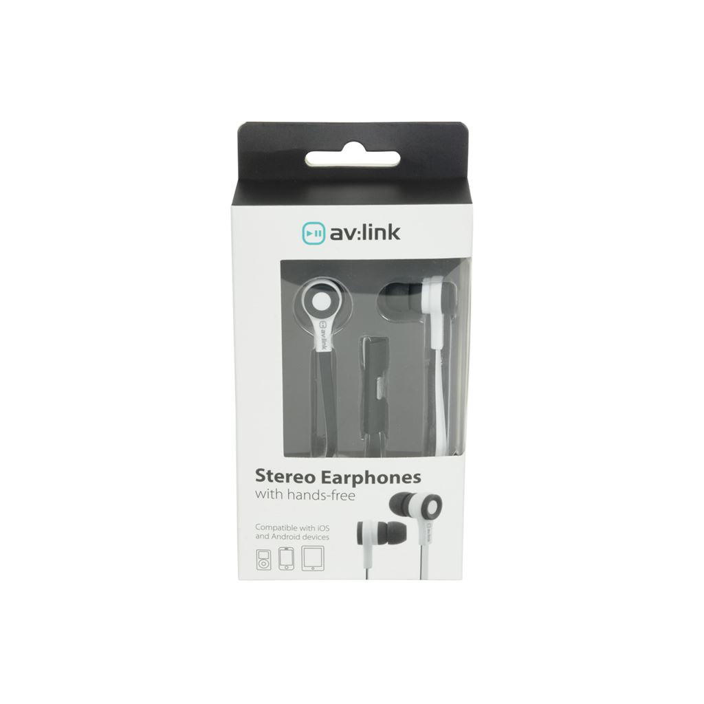 Rubberised Stereo Earphones with Hands-free - w/Mic Black & White