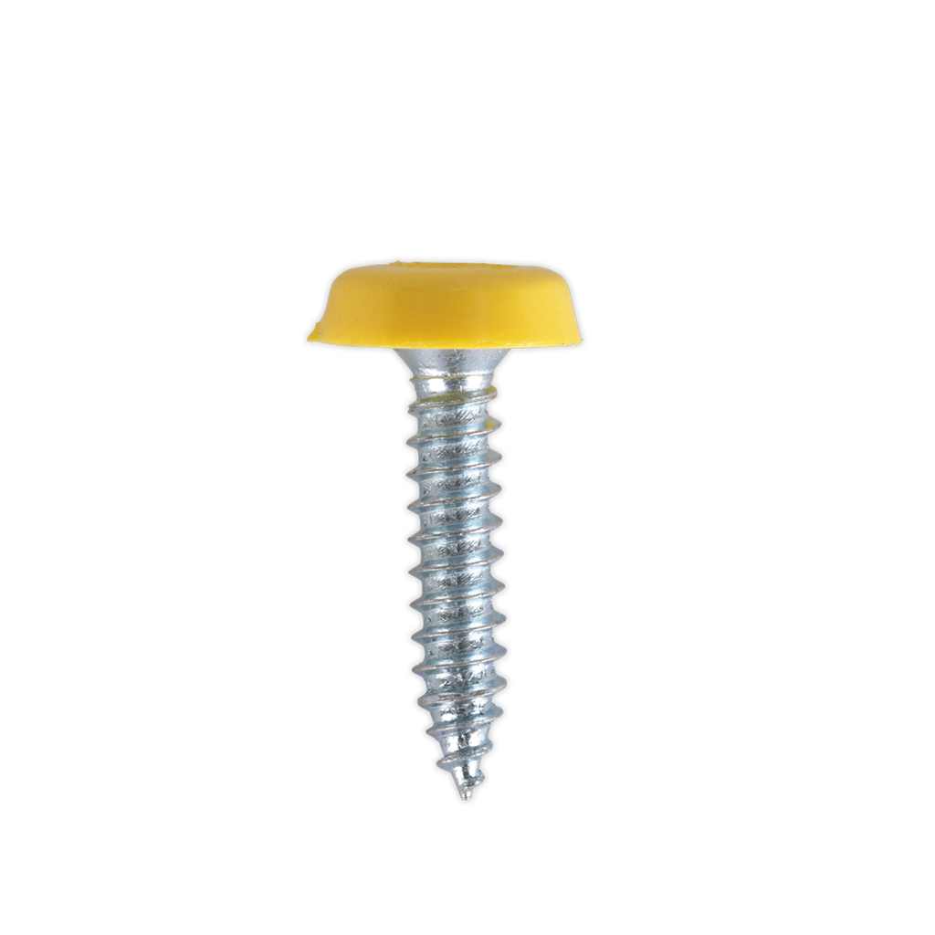 Numberplate Screw Plastic Enclosed Head 4.8 x 24mm Yellow Pack of 50