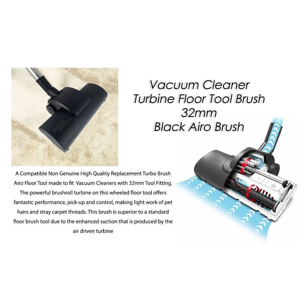 Vacuum Cleaner Easy Ride Turbine Floor Tool Brush 32mm Black Airo Brush