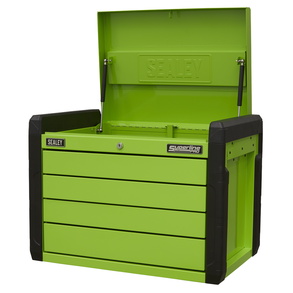 4 Drawer Push-to-Open Topchest with Ball-Bearing Slides - Hi-Vis Green