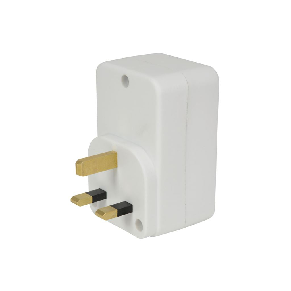 Plug through UK Mains Adaptor with Dual USB Ports 2.4A Max