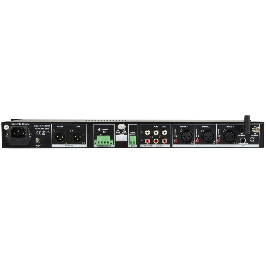 Rackmount 1U Mixer-Amp with USB/FM/BT - 2 x 60W - MM3260