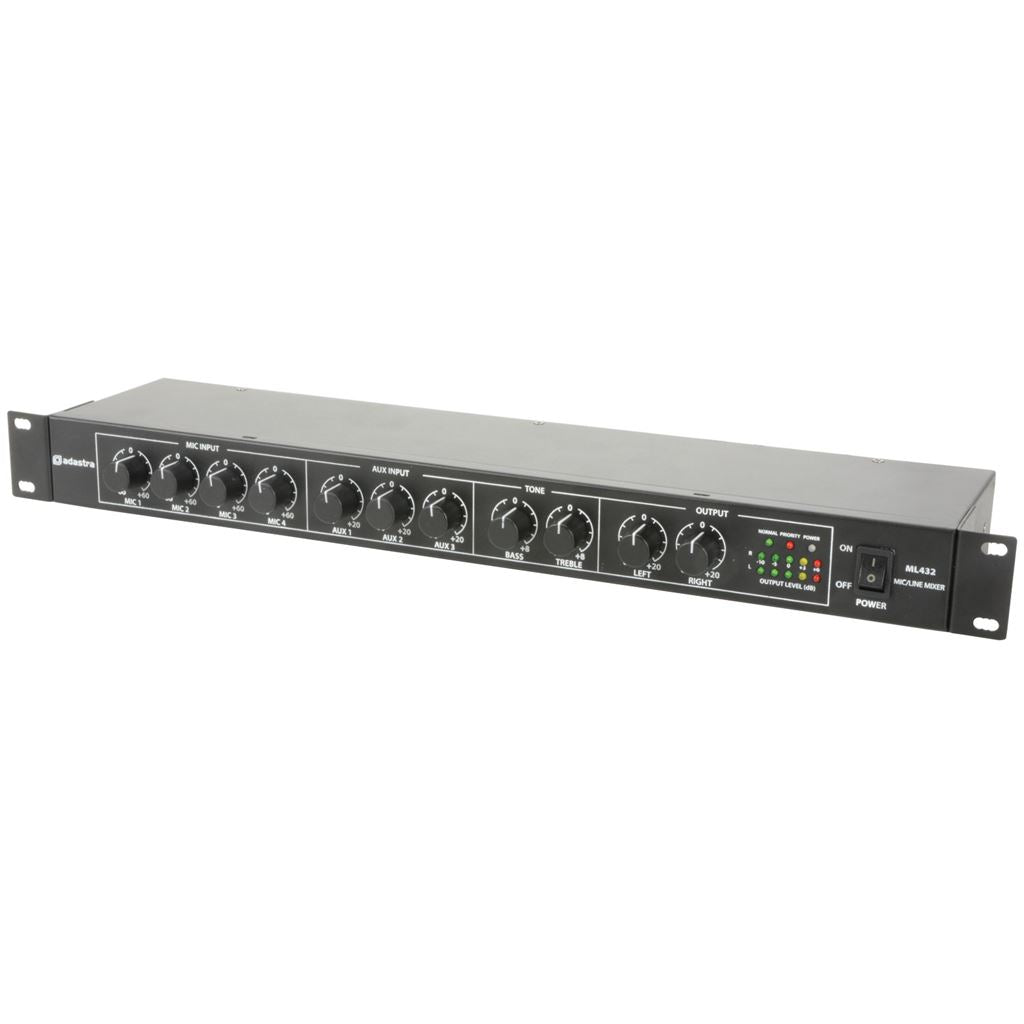 1U Mic/Line Rack Mixer - ML432 4mic+3aux