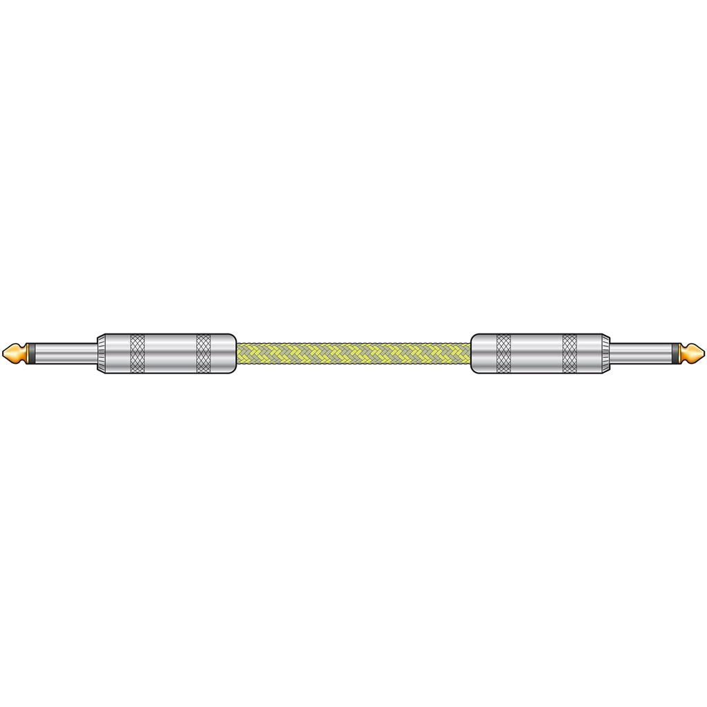 Classic Retro Braided Guitar Leads 6.3mm Mono Jack Plug - 6.3mm Mono Jack Plug - Grey/Gold 3.0m