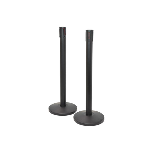 Retractable Crowd Control Barriers - Set of 2 - Black