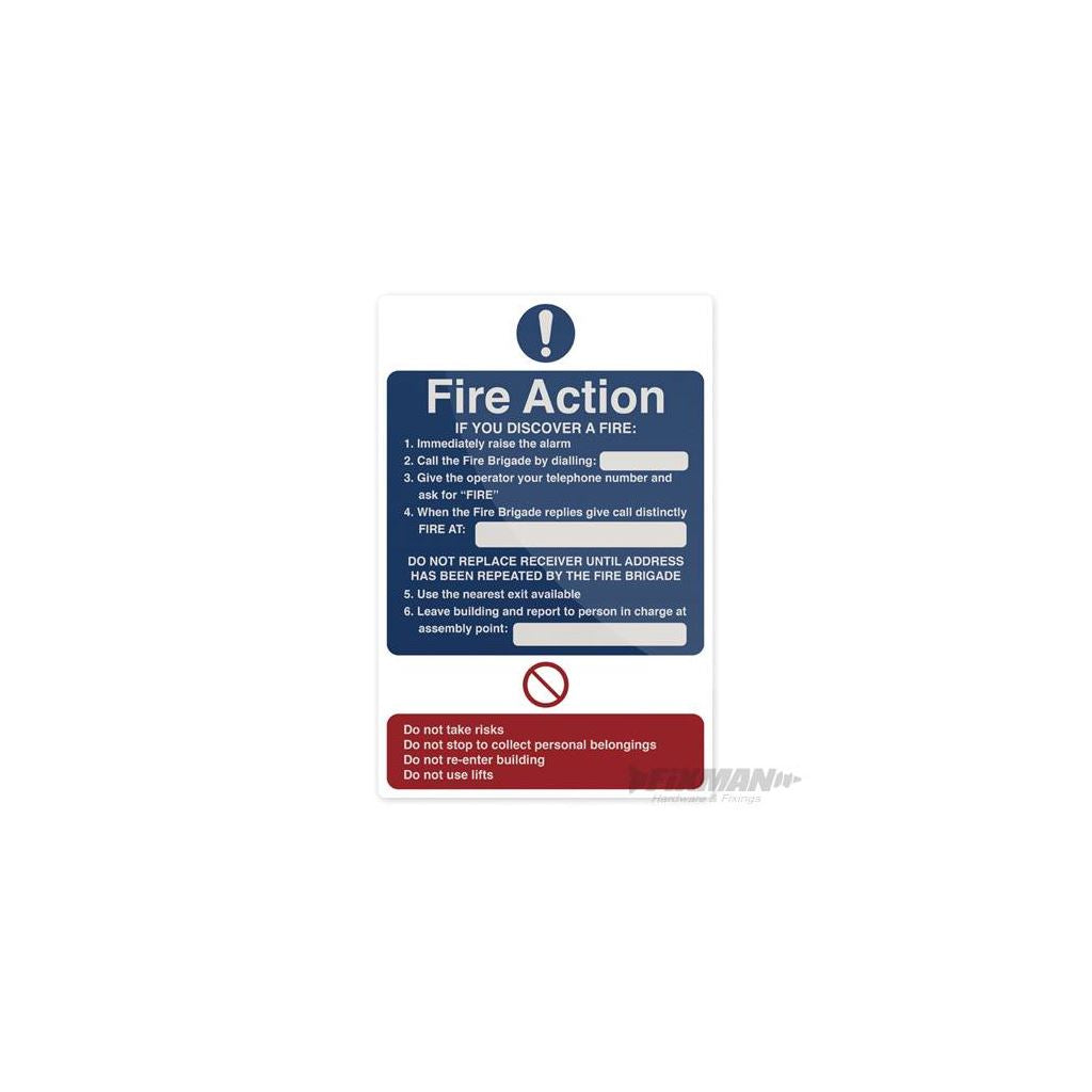 Fire Action If You Discover Sign - 200 x 300mm Self-Adhesive