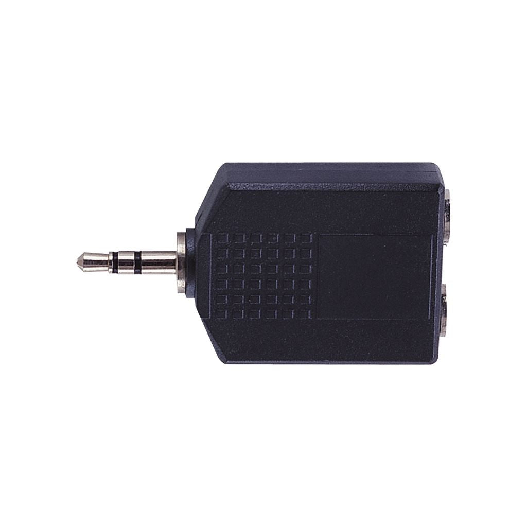 3.5 mm Stereo Plug to 2x 6.35 mm Stereo Sockets Adaptor