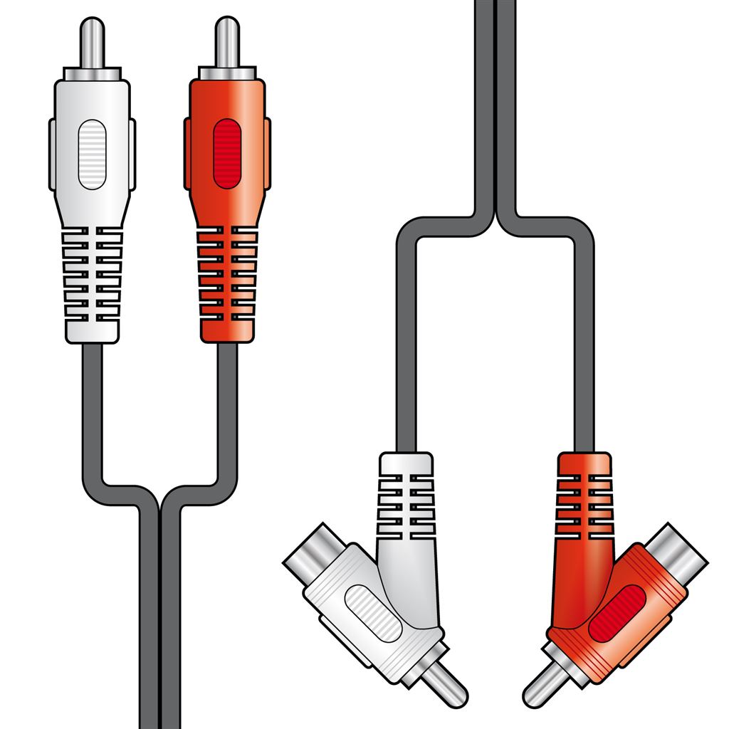 2 x RCA Plugs to 2 x Stackable RCA Plugs Lead - 1.8m