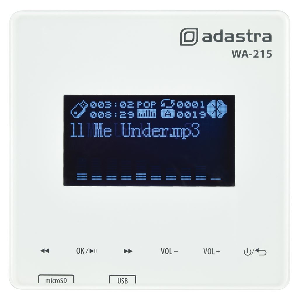 WA-215 Wall Mount Amplifier + Media Player with Bluetooth - USB/microSD player, FM