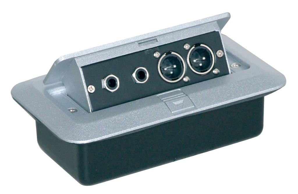 Pop-up AV Combination Plate with Jack Sockets & 3 Pin XLR Chassis Plugs