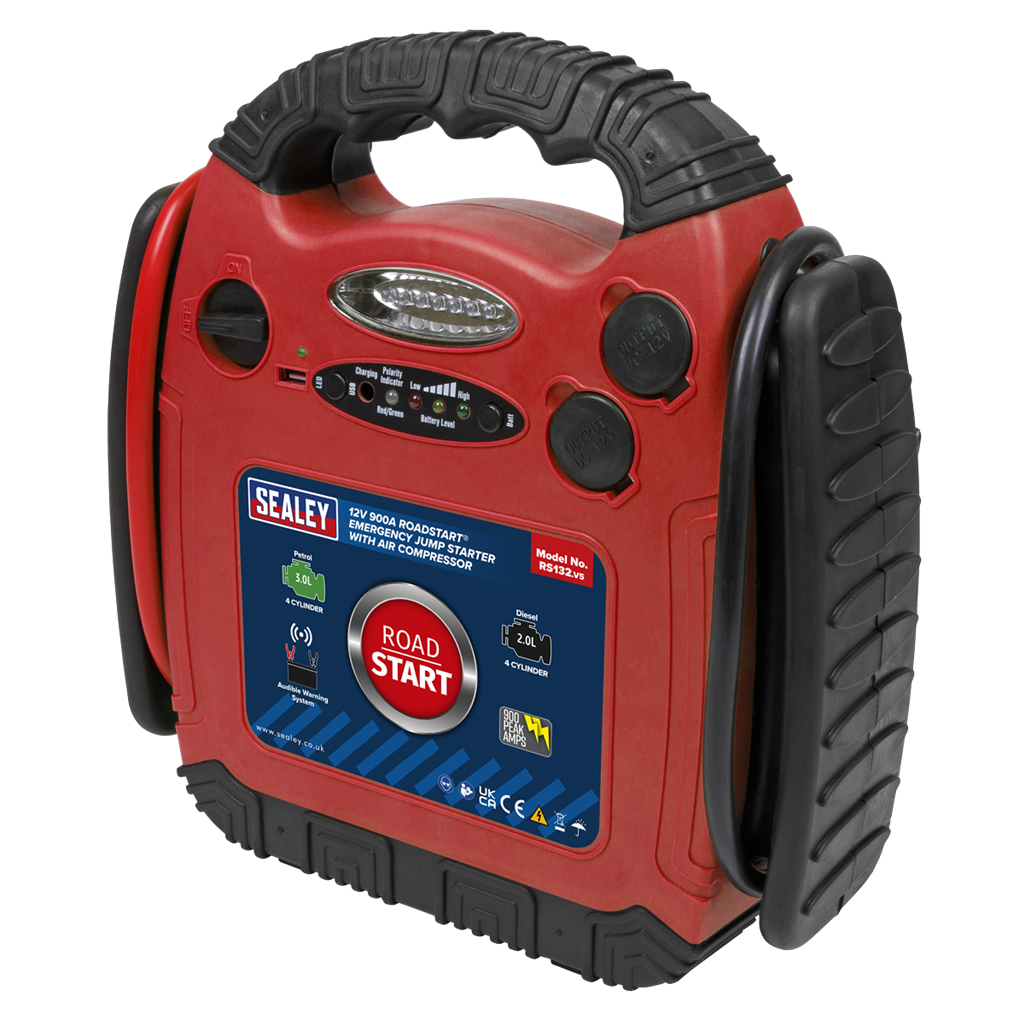 RoadStart&#174; Emergency Jump Starter with Air Compressor 12V 900 Peak Amps