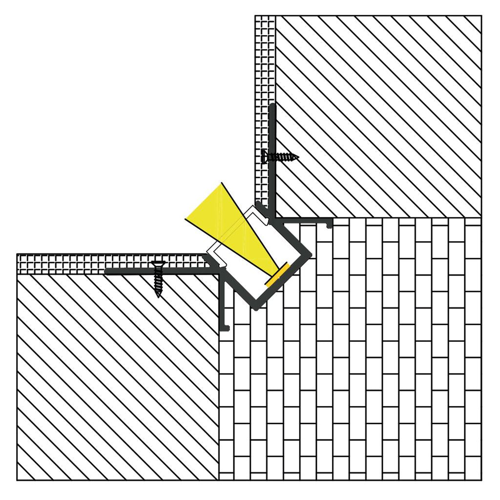 Aluminium LED Tape Profile Internal Corner Plaster-in - 2m