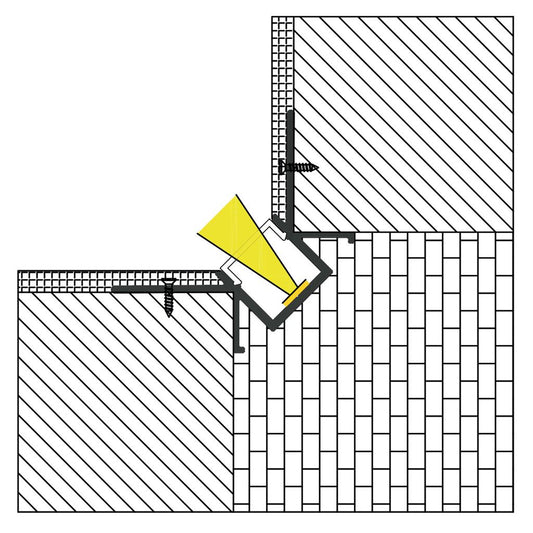 Aluminium LED Tape Profile Internal Corner Plaster-in - 2m