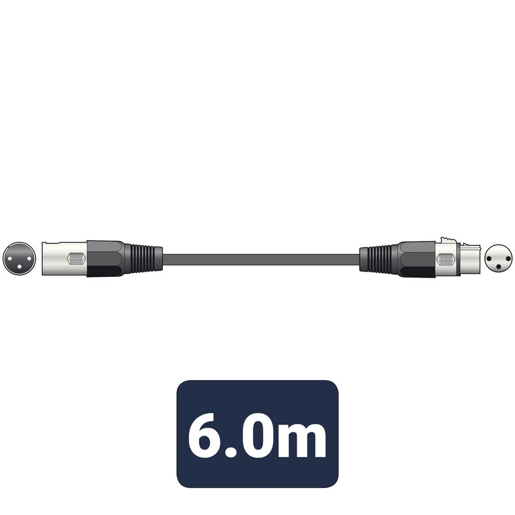 Professional DMX Lighting Leads - lead, 3-pin XLR plug to 3-pin XLR socket - 6.0m