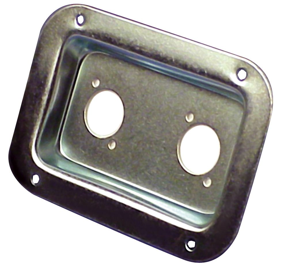 Punched Metal Connector Dish for 2x Female Chassis Mount Connectors