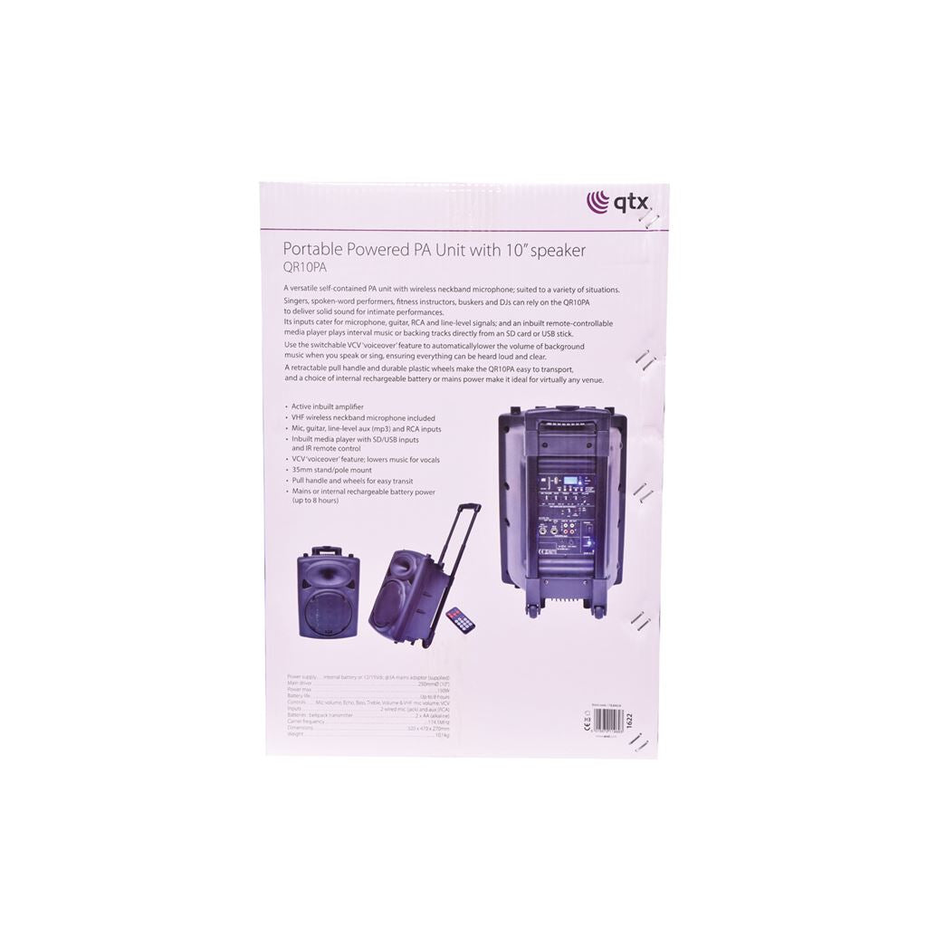 QR Series Portable Powered PA Unit - QR10PA 10 inch