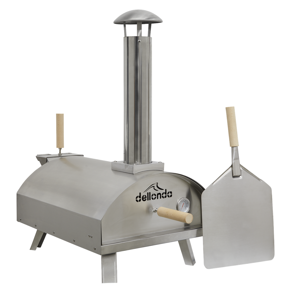Dellonda 14" Portable Wood-Fired Pizza & Smoking Oven - Stainless Steel
