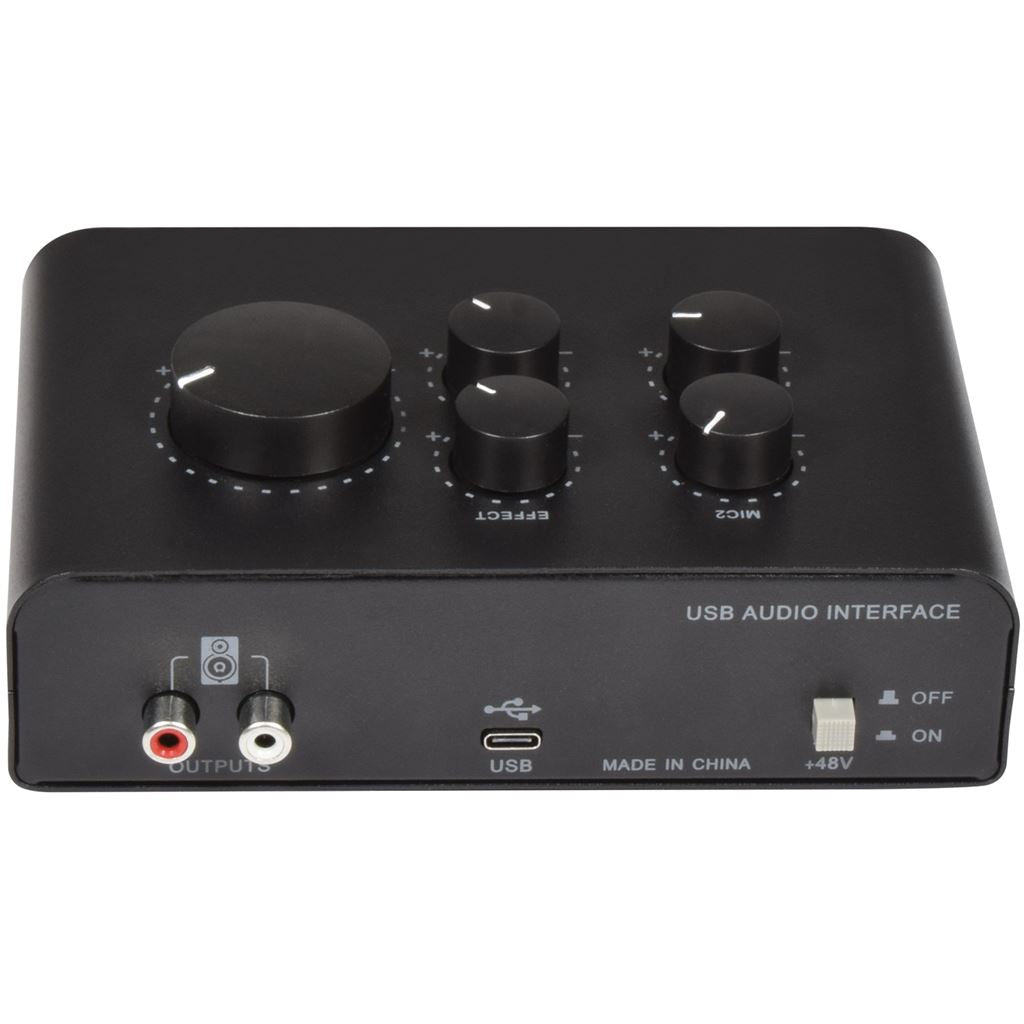 USB Audio Interface - 2 Microphone + 1 Instrument - USB2+1