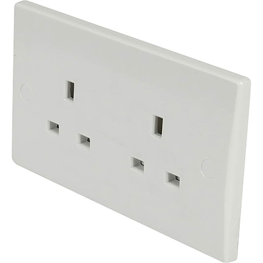 2 Gang Unswitched Socket Curved Edge 13A