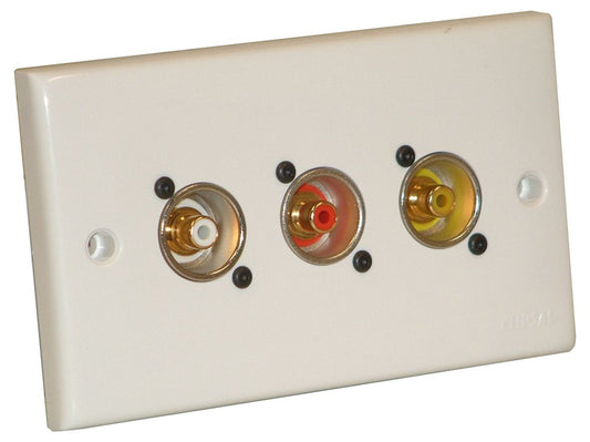 AV Twin Wall Plate With 3 x Phono Sockets (NF2D)