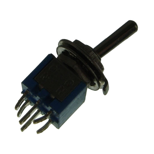 Sub-miniature toggle switch, 2 x on/on, 9.2 x 8.2mm, 250Vac, 1A