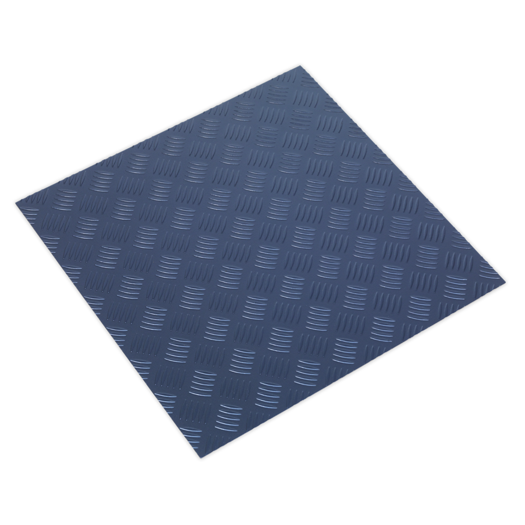 Vinyl Floor Tile with Peel & Stick Backing - Blue Treadplate Pack of 16