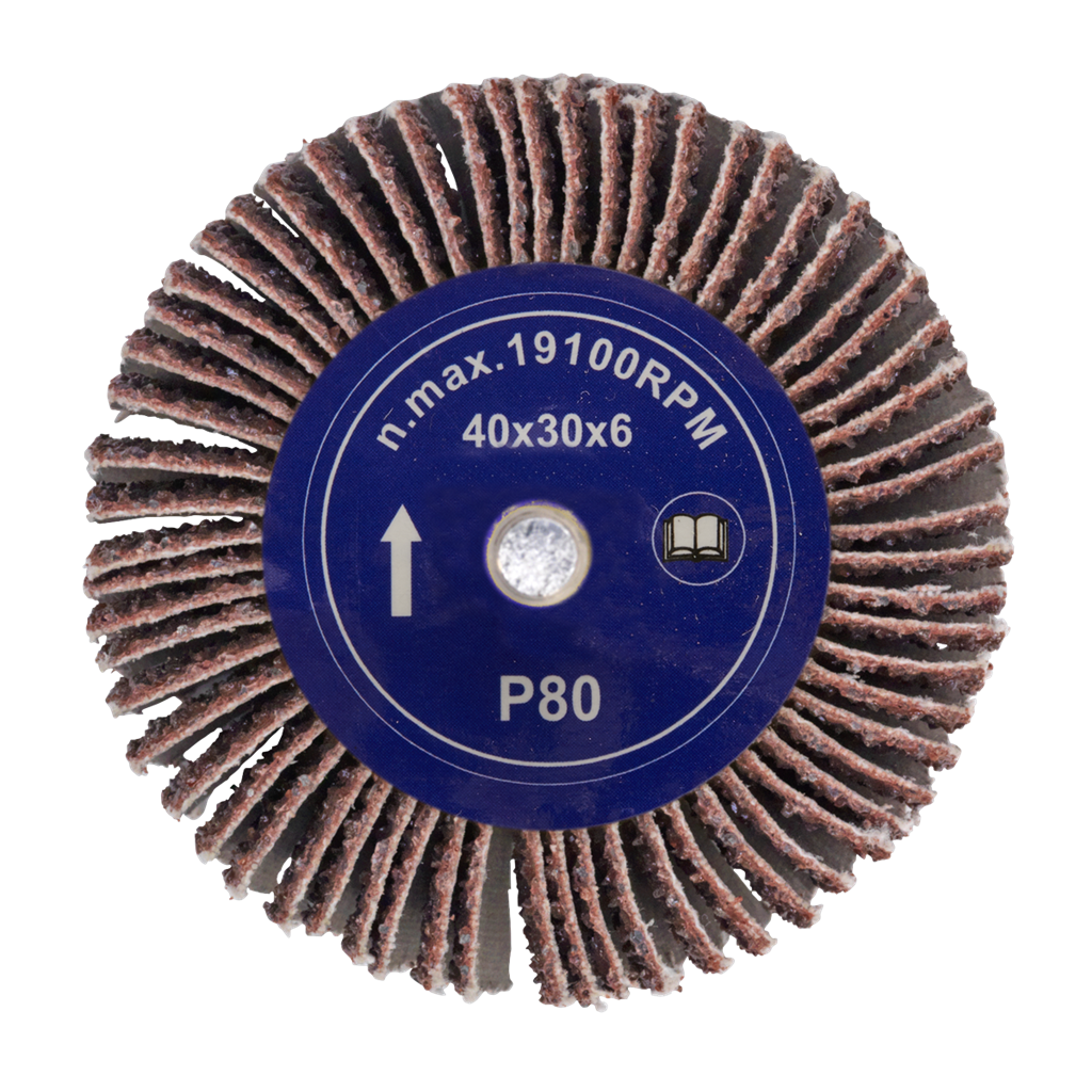 Flap Wheel &#216;40 x 30mm 80Grit 6mm Shaft