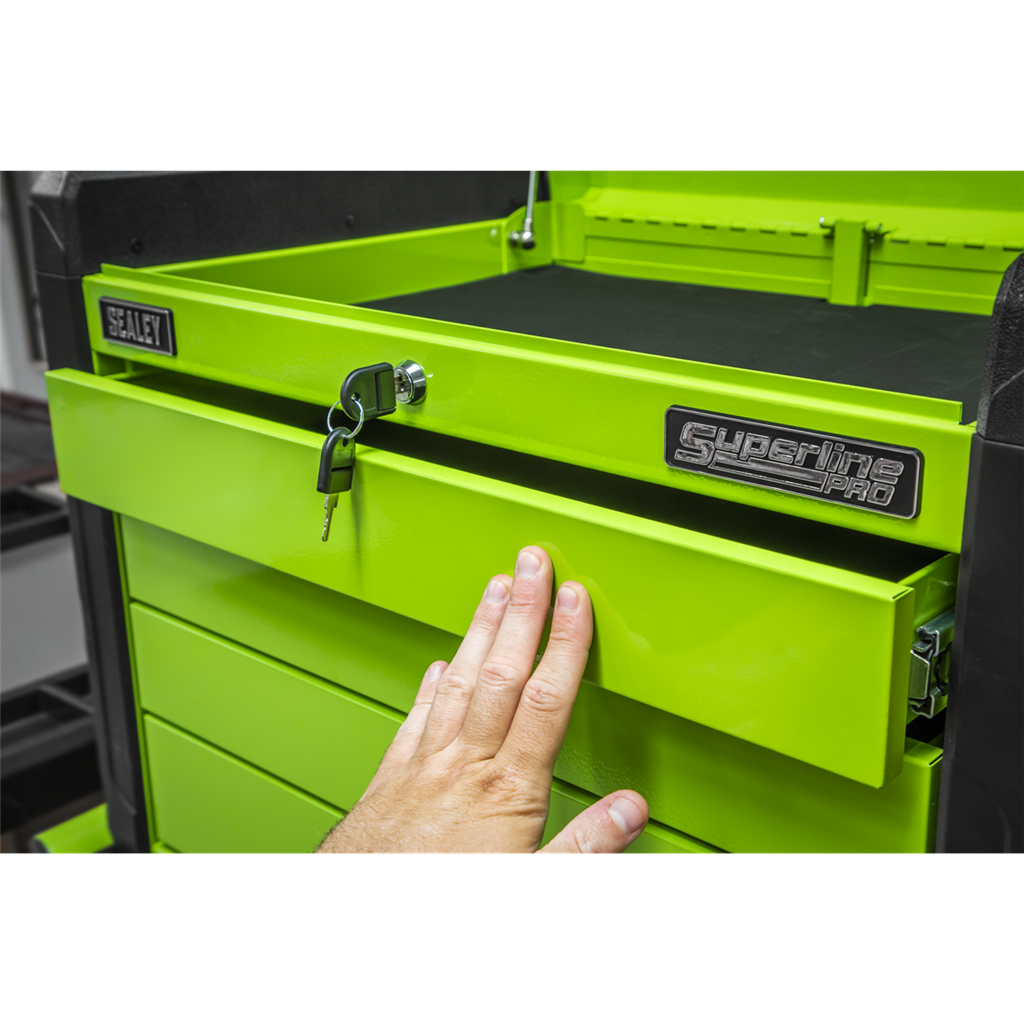 4 Drawer Push-to-Open Topchest with Ball-Bearing Slides - Hi-Vis Green