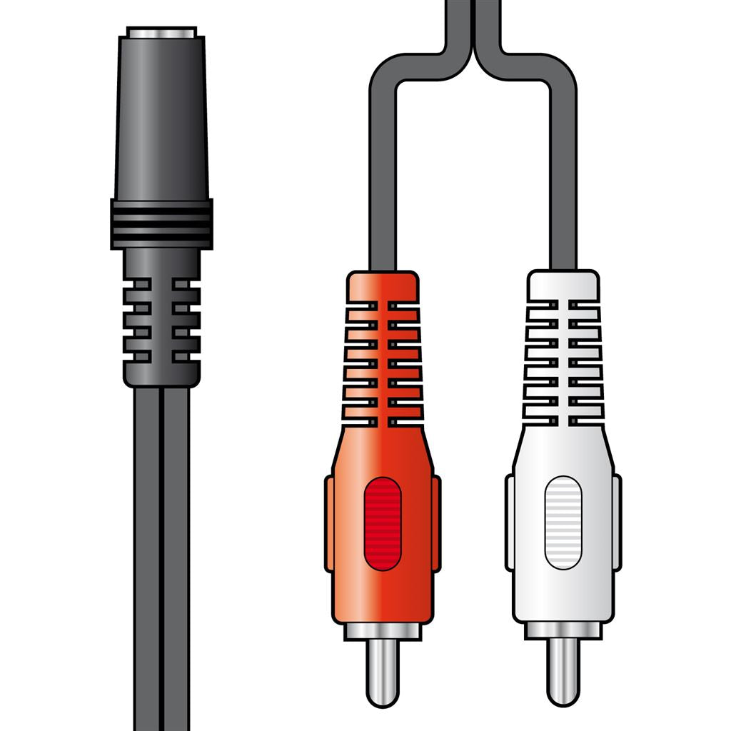 2 x RCA Plugs to 3.5mm Stereo Socket Leads - sockets adaptor 0.2m