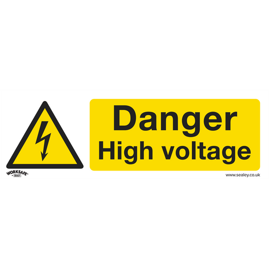 Warning Safety Sign - Danger High Voltage - Rigid Plastic - Pack of 10