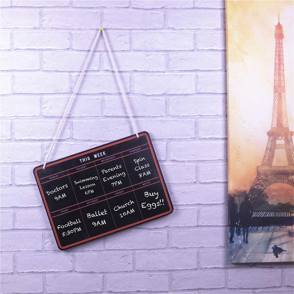 Weekly Hanging Chalkboard Planner With 8 Sections, One for Each Day Plus Notes