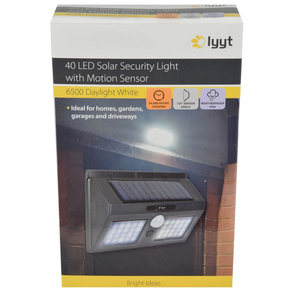 40 LED Solar Outdoor Garden Wall Fence Light with Motion Sensor - 40LED Security - 40LED-SSL