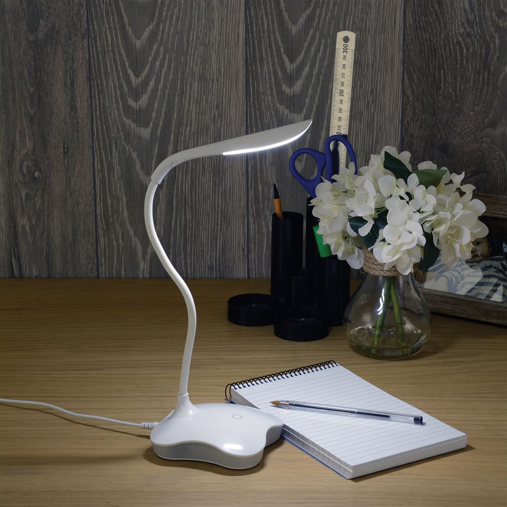 Touch Sensor LED USB Desk Lamp with Nightlight - White - USB-DW