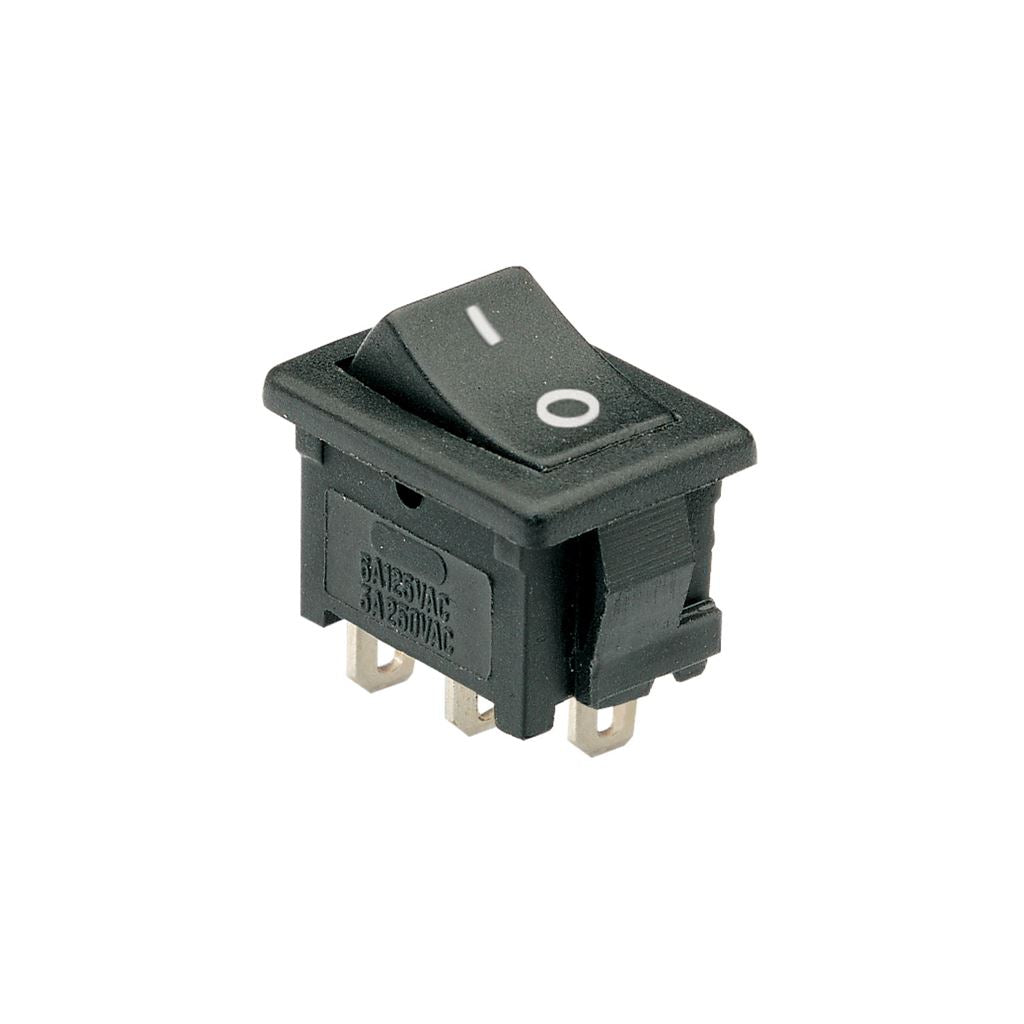 Rocker switch, 1 x on/on, 13 x 20mm, 250Vac, 3A