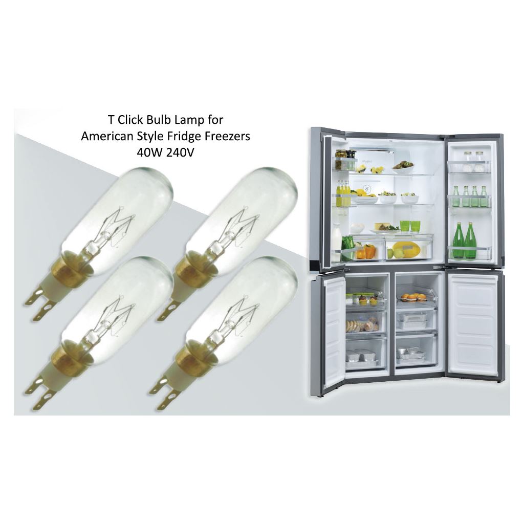 4 x American Style T Click 40W 240V Fridge Freezer Bulb Lamp