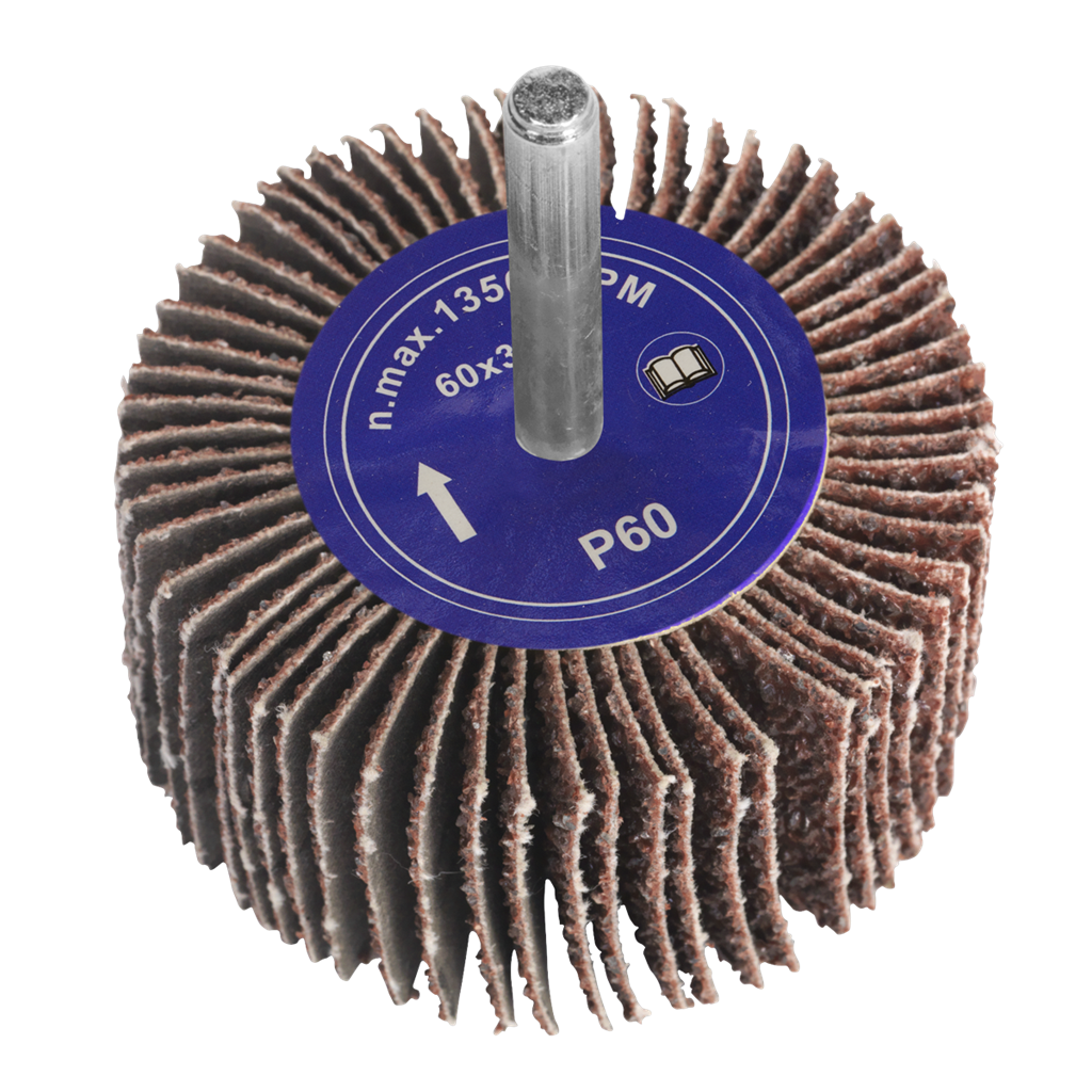 Flap Wheel &#216;60 x 30mm 60Grit 6mm Shaft