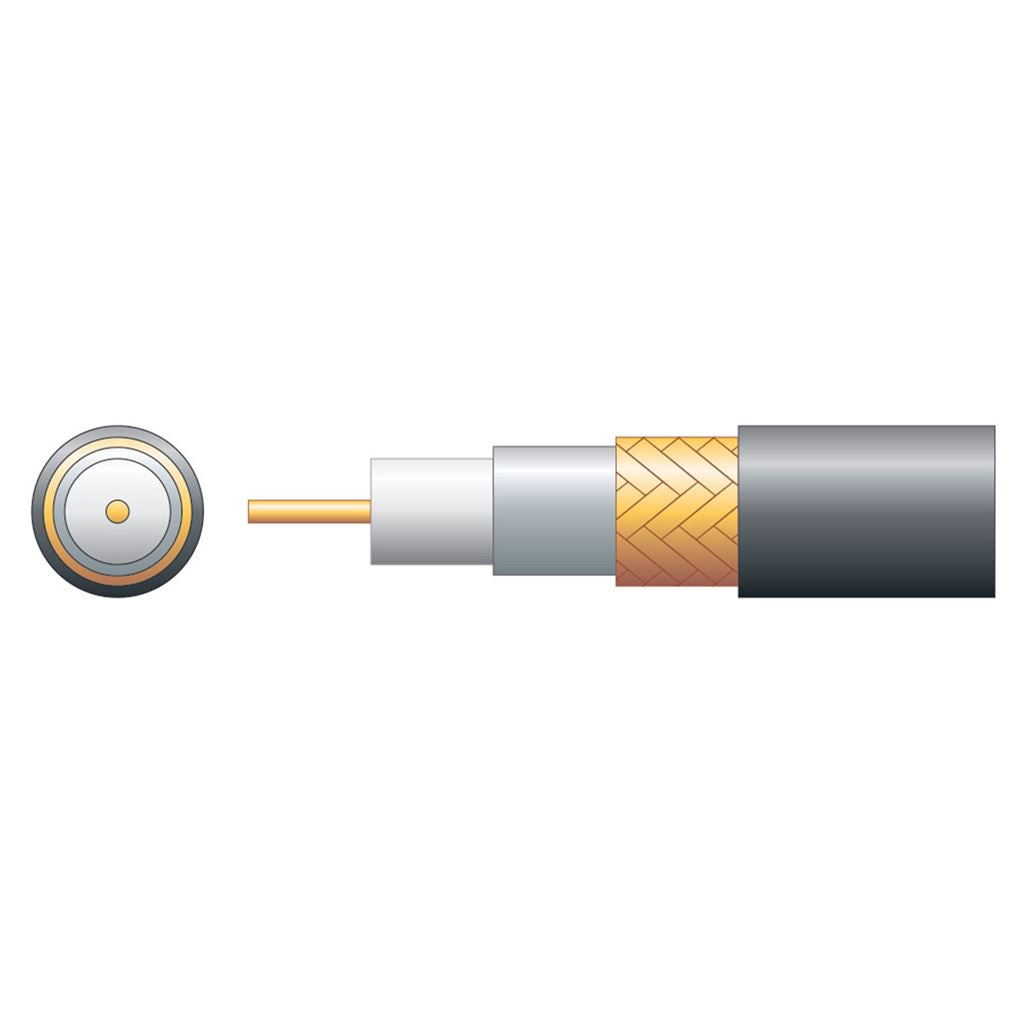 RG59B/U 75 Ohms Foam Filled Coaxial Cable - Copper Braid - with 100m Black