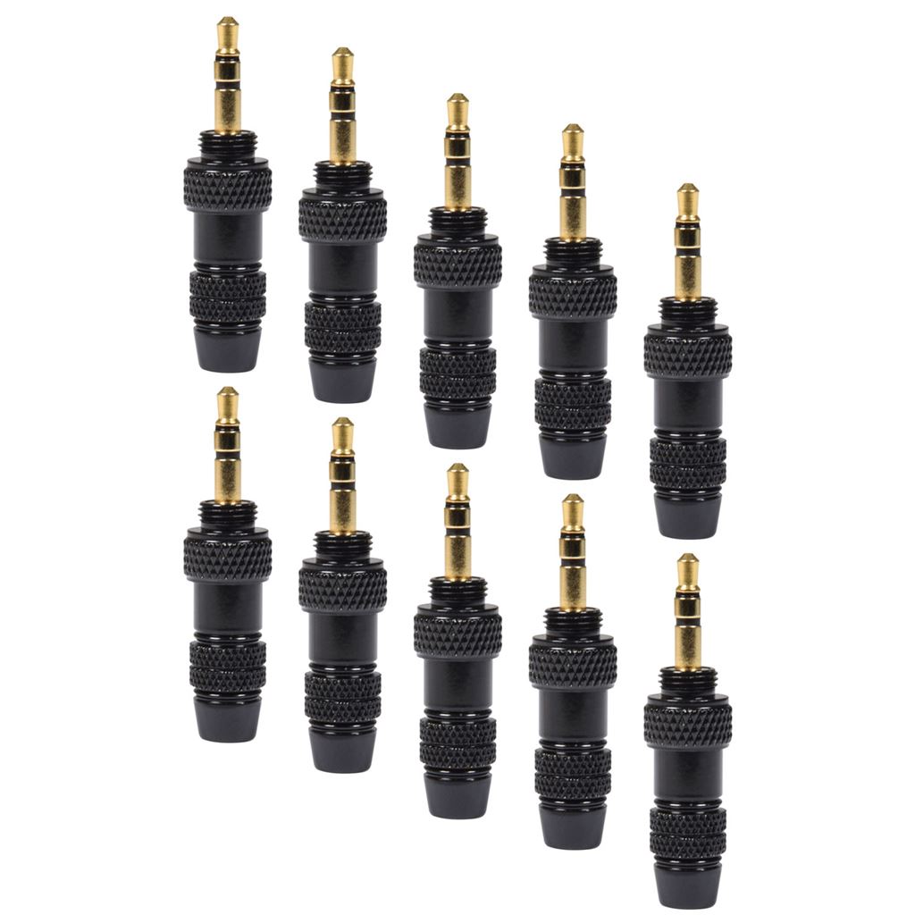 3.5mm Threaded Stereo Jack Plugs - Black 6mm