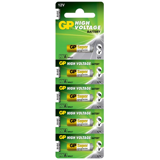 GP High Voltage Alkaline Batteries - 27A 12V battery - 5 piece on blister