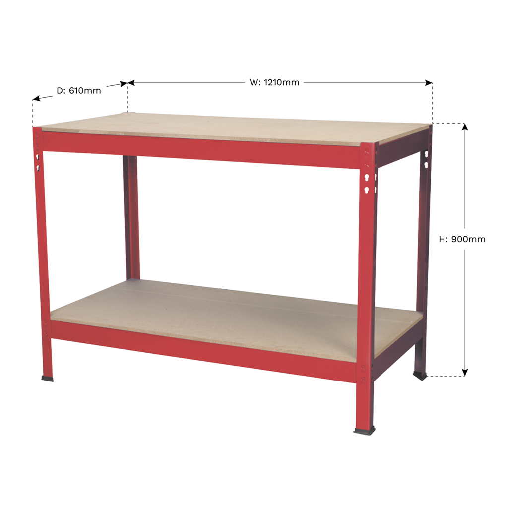 Workbench 1.2m Steel Wooden Top