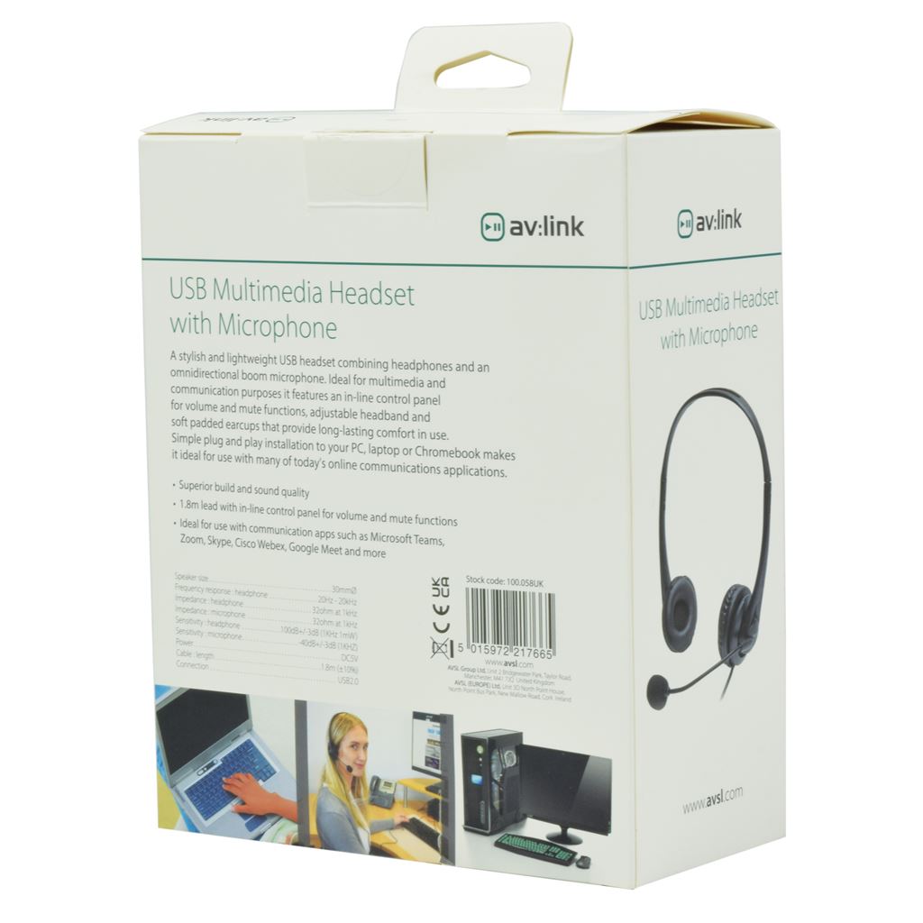 USB Multimedia Headset with Microphone - Boom