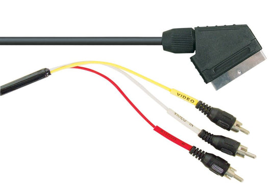 Standard Scart Plug to 3 Phono Plugs TV and Video Lead