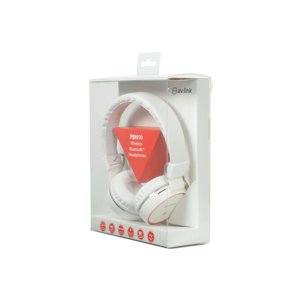 Wireless Bluetooth Headphones - White - PBH10-WHT