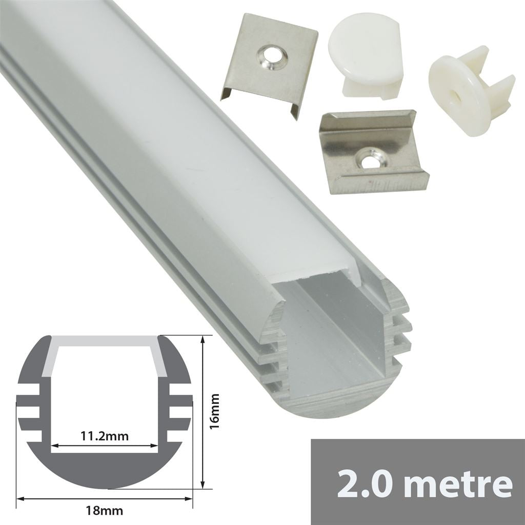 Aluminium LED Tape Profile - Round Section - 2m - AL2-A1816