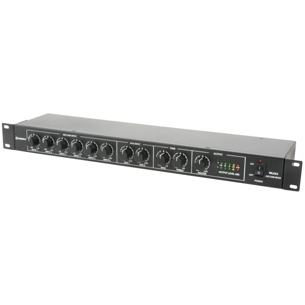 1U Mic/Line Rack Mixer - ML622 6 + 2 Aux